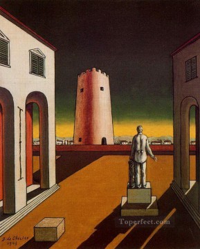 ジョルジョ・デ・キリコ Painting - 赤い塔のあるイタリアの広場 1943年 ジョルジョ・デ・キリコ 形而上学的シュルレアリスム